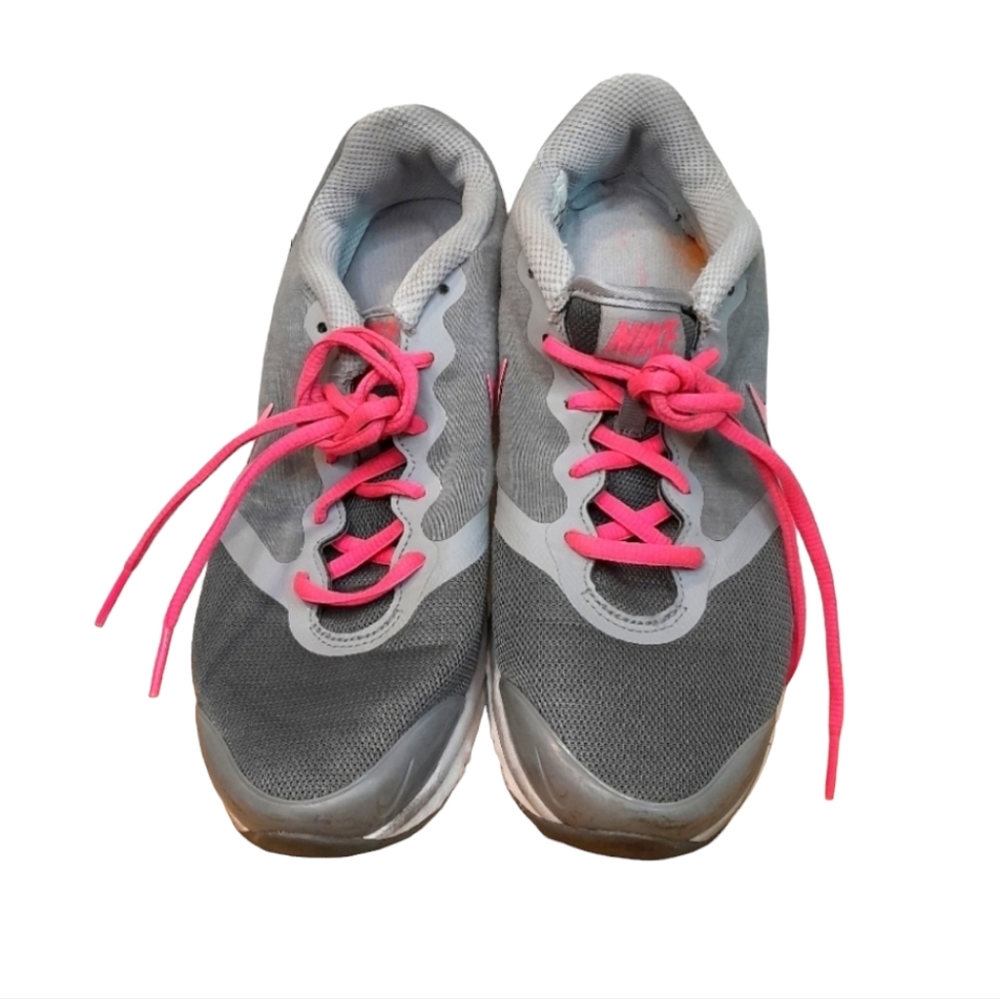 Nike Womens Grey Pink Lace Up Running Athletic Shoes